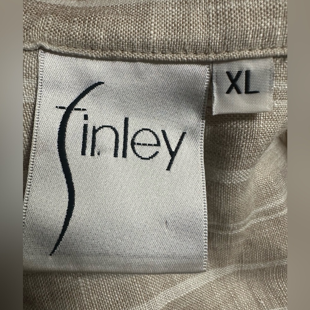 Finley Cream Casual Button Down Shirt with Textured Stripes size XL - Picture 8 of 9